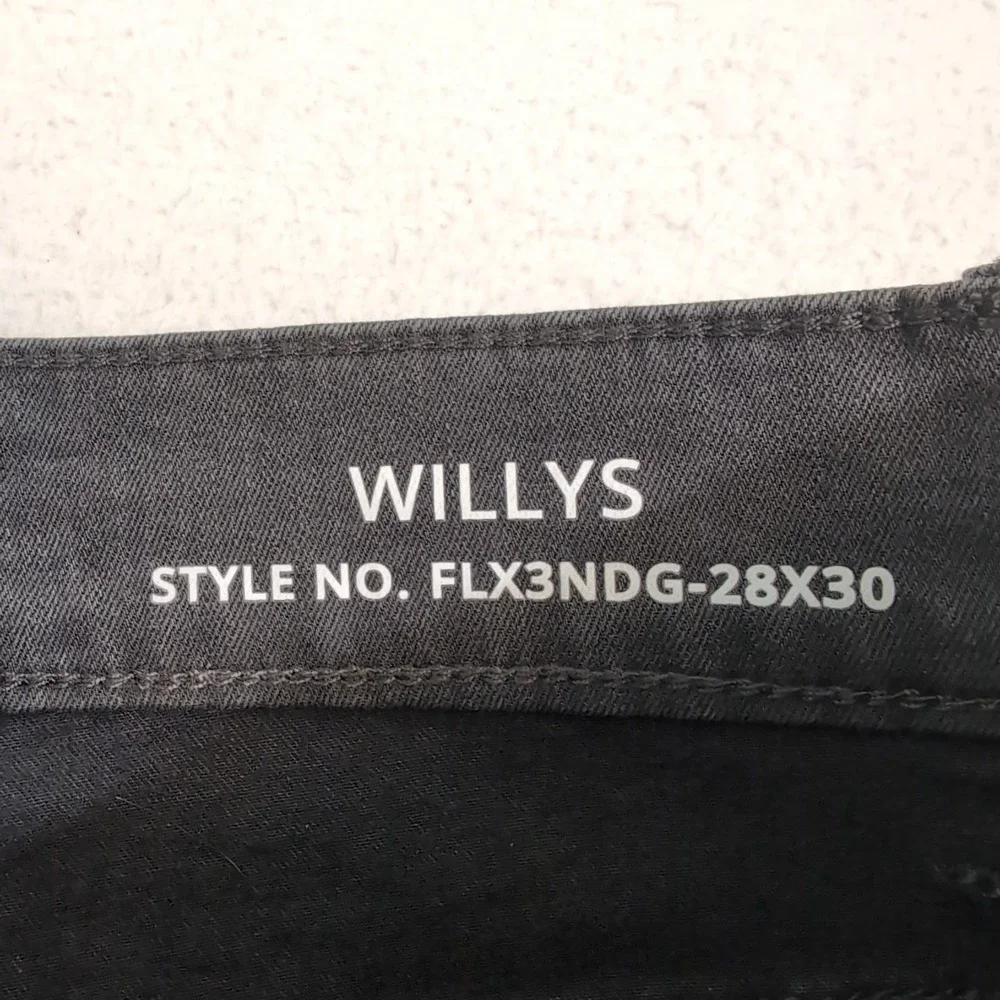 NEW Mugsy Willys Mens 28x30 Stretch Knit Flex Denim Jeans 5 Pocket Black FLX3NDG